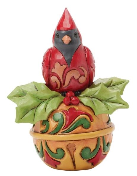 Jim Shore Heartwood Creek - Cardinal on Jingle Bell Mini Figurine