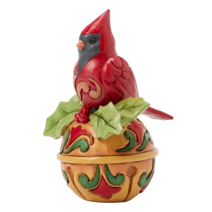 Jim Shore Heartwood Creek - Cardinal on Jingle Bell Mini Figurine