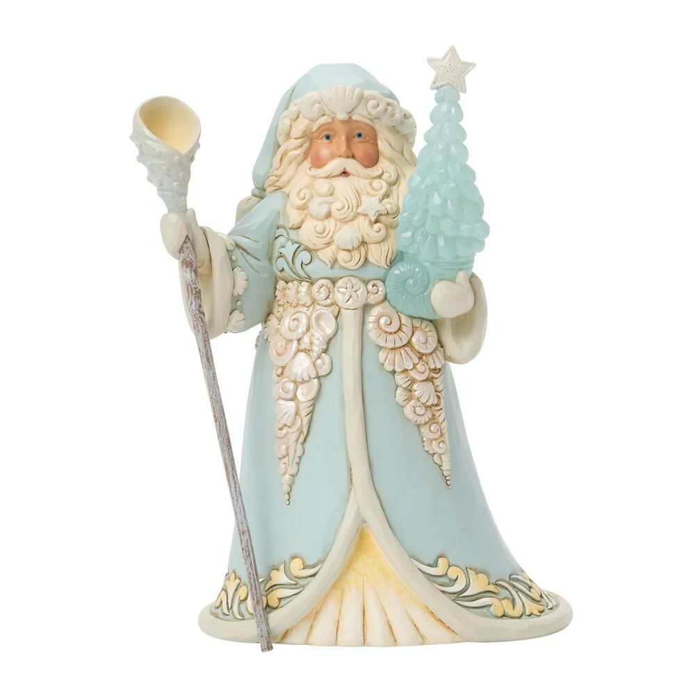Jim Shore Heartwood Creek Coastal Christmas - Santa with Sea Glass Tree