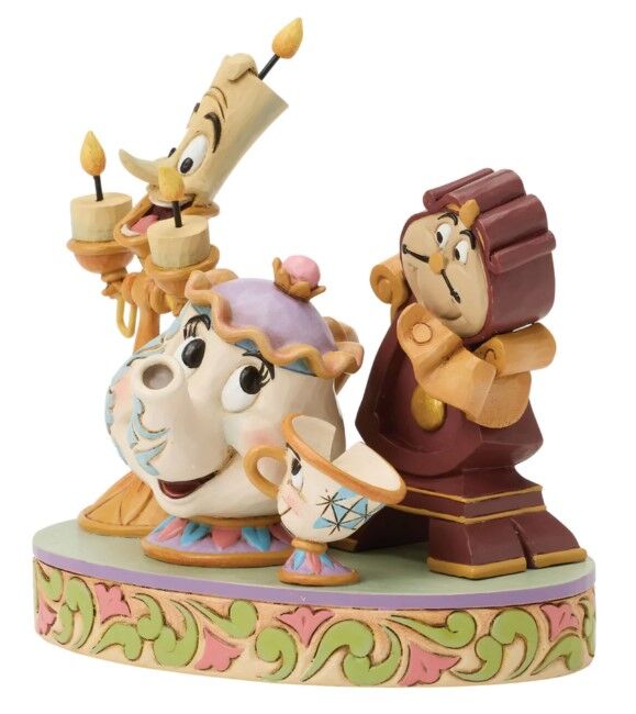 Jim Shore Disney Traditions - Beauty & the Beast - Lumiere, Mrs. Potts, Chip & Cogsworth - The Heart of the Castle