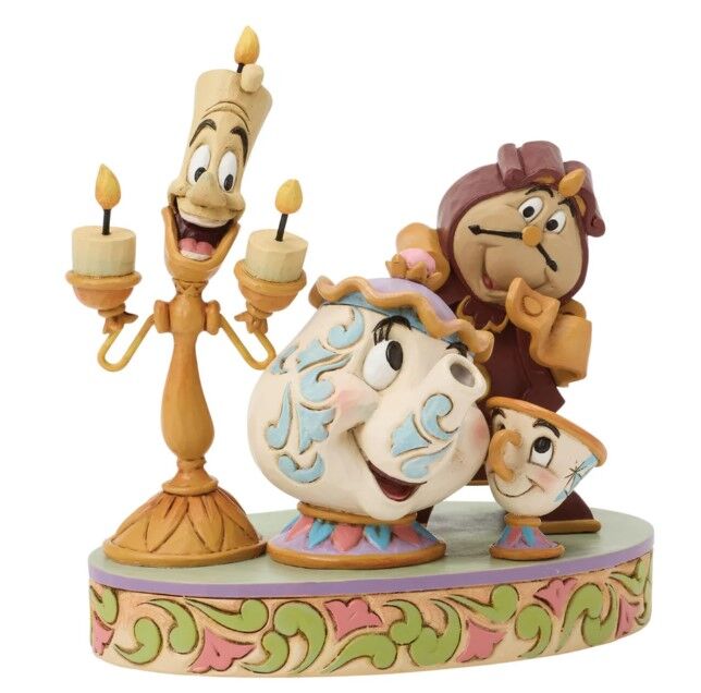 Jim Shore Disney Traditions - Beauty & the Beast - Lumiere, Mrs. Potts, Chip & Cogsworth - The Heart of the Castle