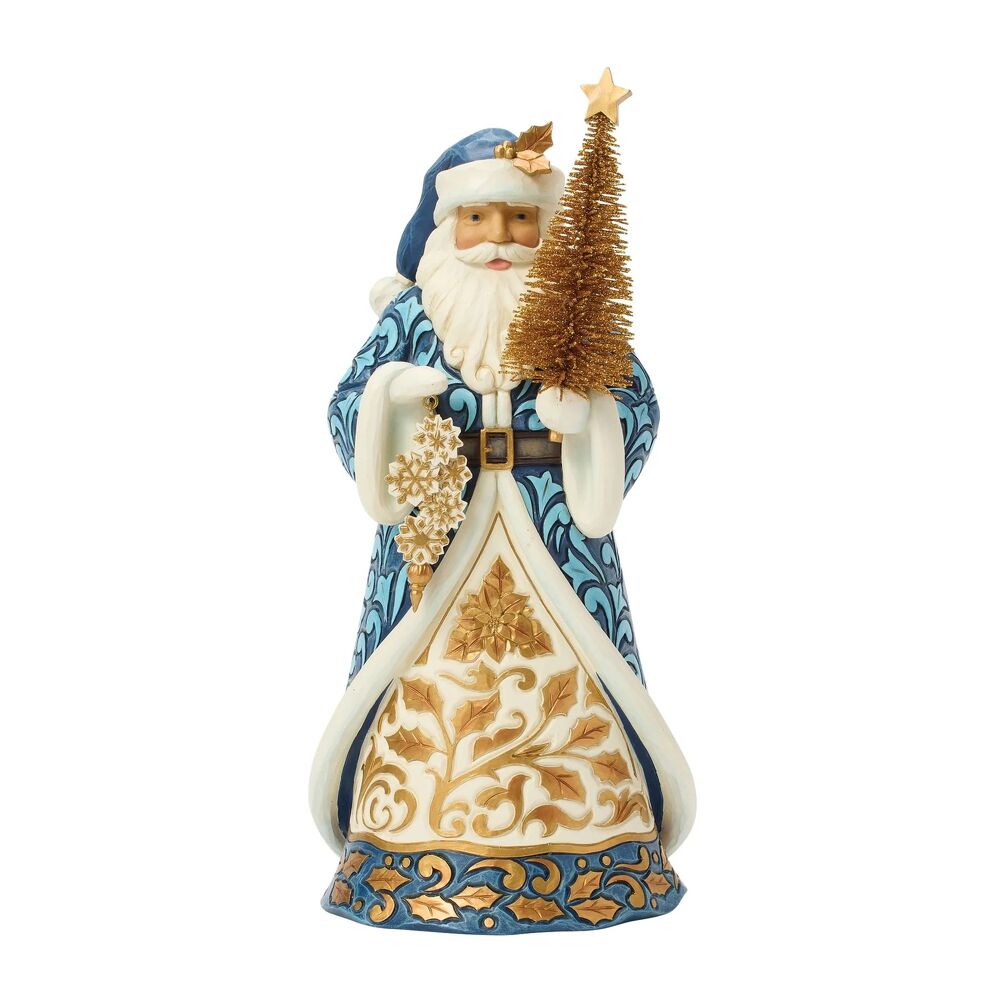 Jim Shore Heartwood Creek - Blue & Gold Santa with Sisal Tree