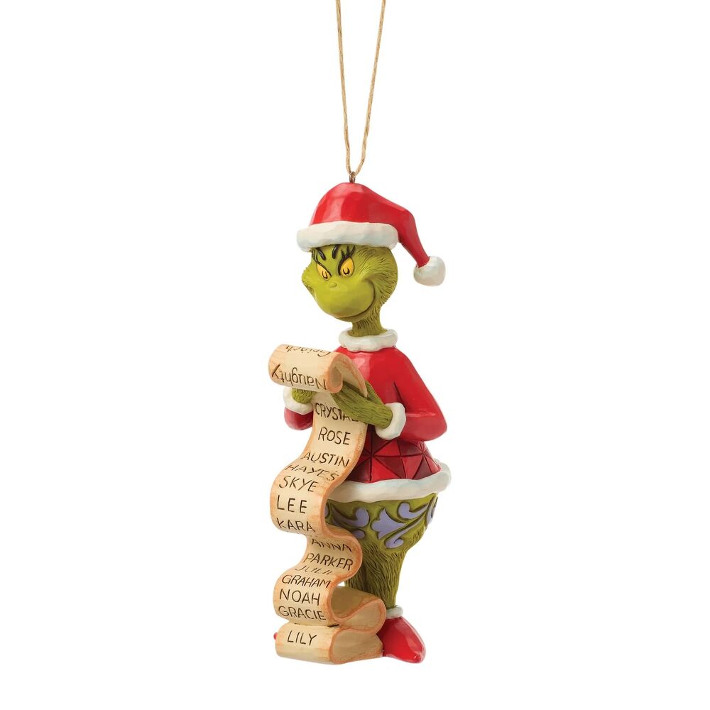 Dr Seuss The Grinch by Jim Shore - Grinch with List Hanging Ornament