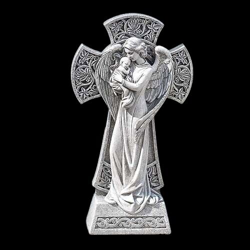 Joseph's Studio - Angel with Baby Cross Garden Statue