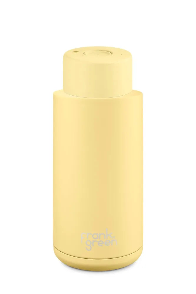 Frank Green Reusable Bottle - Ceramic 1L Buttermilk Push Button Lid