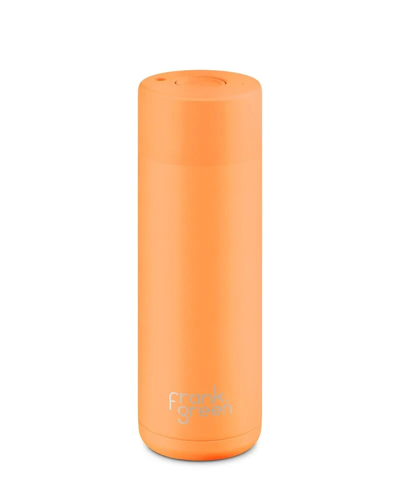 Frank Green Reusable Bottle - Ceramic 595ml Neon Orange Push Button Lid