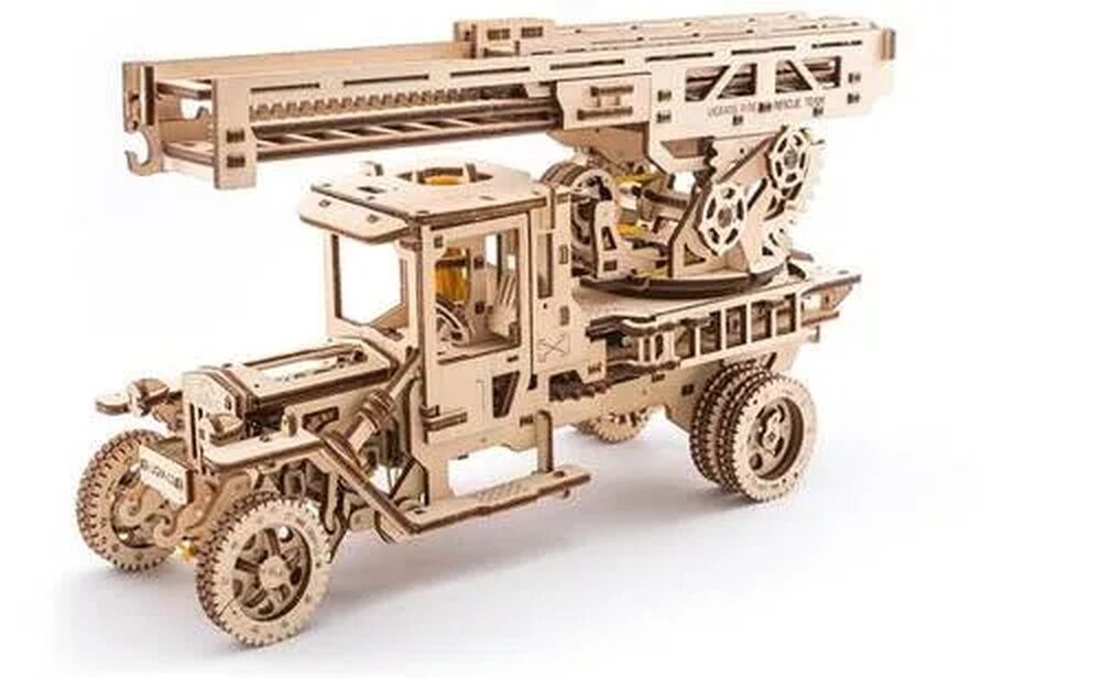 Ugears Wooden Model - Fire Truck with Ladder