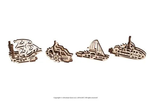 Ugears U-Fidget Wooden Model - Ships (Set of 4)