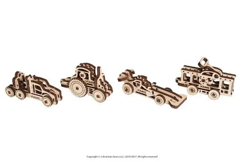 Ugears U-Fidget Wooden Model - Vehicles (Set of 4)