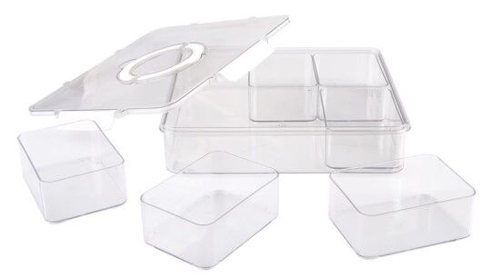Alfresco Lane 6 Compartment Square Grazing Box with Carry Handles - Clear