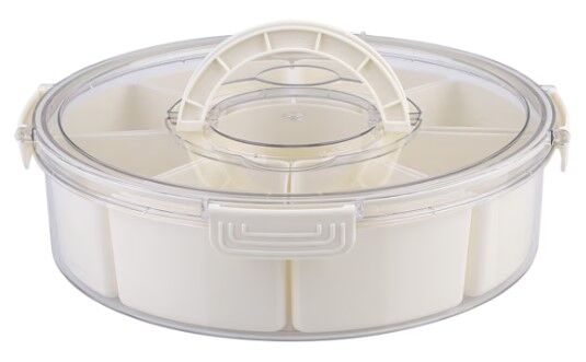 Alfresco Lane 9 Compartment Round Grazing Box with Carry Handles - Cream