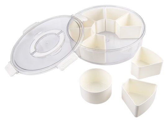 Alfresco Lane 9 Compartment Round Grazing Box with Carry Handles - Cream