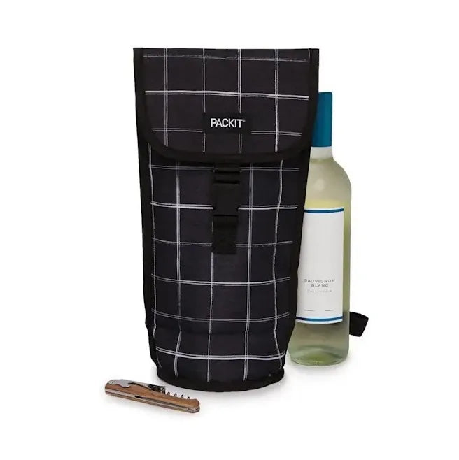 Packit Freezable Napa Wine Bag - Black Grid