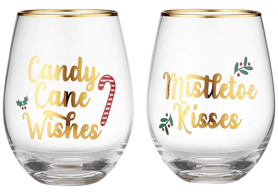 Joyful - Candy Cane Glass Tumbler 2 Pack