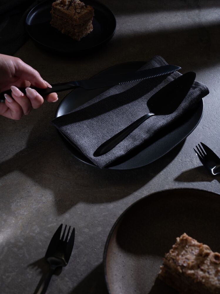 Splayd Cake Knife And Cake Server Black Set