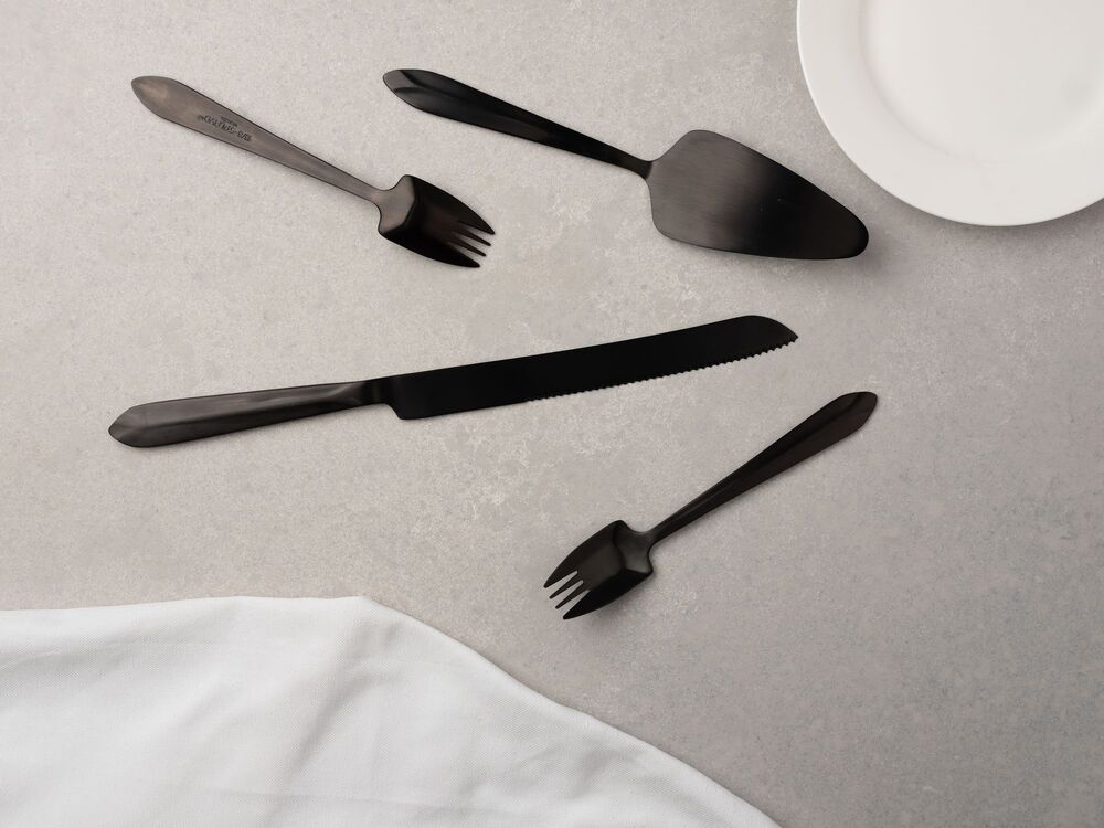Splayd Cake Knife, Server and Splayd Black Set of 8