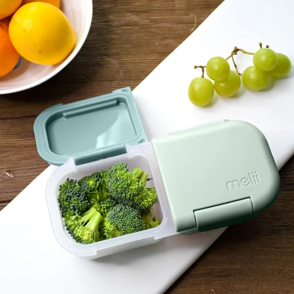 Melii - Luxe 2-Compartment Snack Containers Blue Mint (Set of 2)