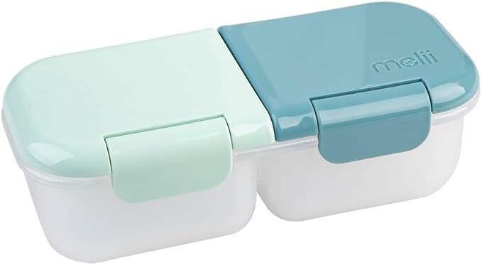 Melii - Luxe 2-Compartment Snack Containers Blue Mint (Set of 2)