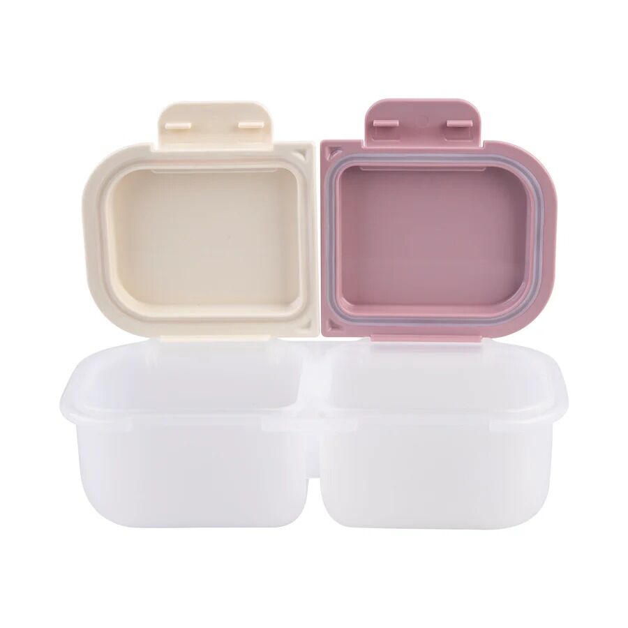Melii - Luxe 2-Compartment Snack Containers Pink Ivory (Set of 2)
