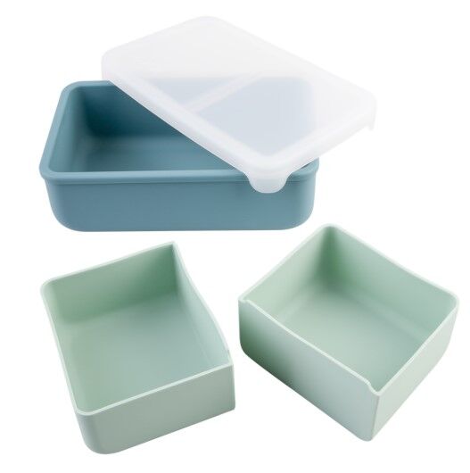 Melii - Luxe Silicone Bento Box with Dividers 700ml Blue Mint