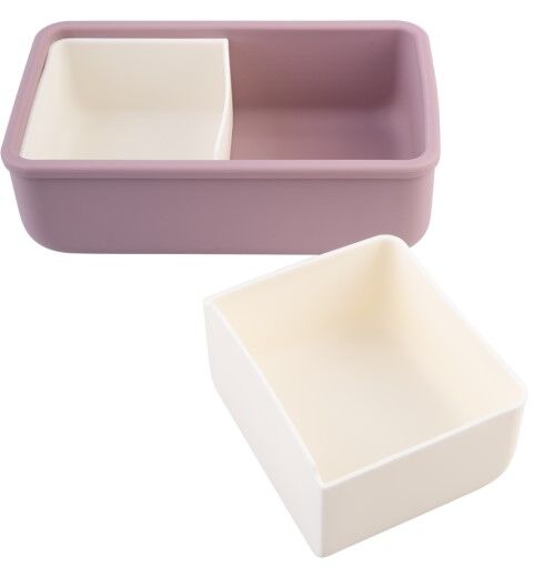 Melii - Luxe Silicone Bento Box with Dividers 700ml Pink Ivory