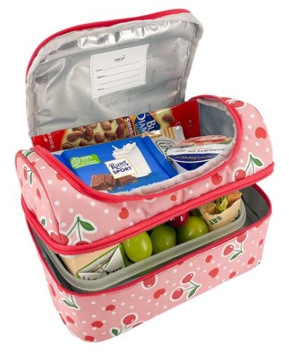 Sachi Insulated Double Decker Lunch Bag - Cherry Crush