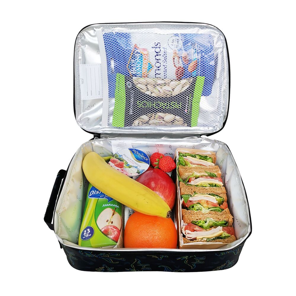 Sachi Insulated Junior Lunch Bag - Neon Dinosaurs