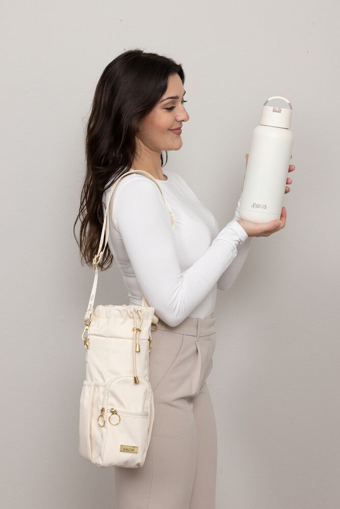 Sachi Crossbody Insulated Bottle Bag - Alabaster - Large