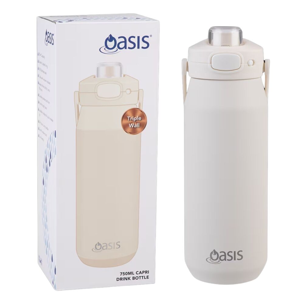 Oasis Capri Triple Wall Insulated Water Bottle - 750ml Alabaster