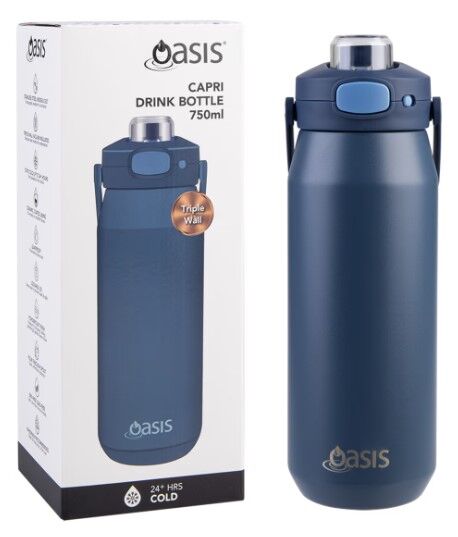 Oasis Capri Triple Wall Insulated Water Bottle - 750ml Indigo