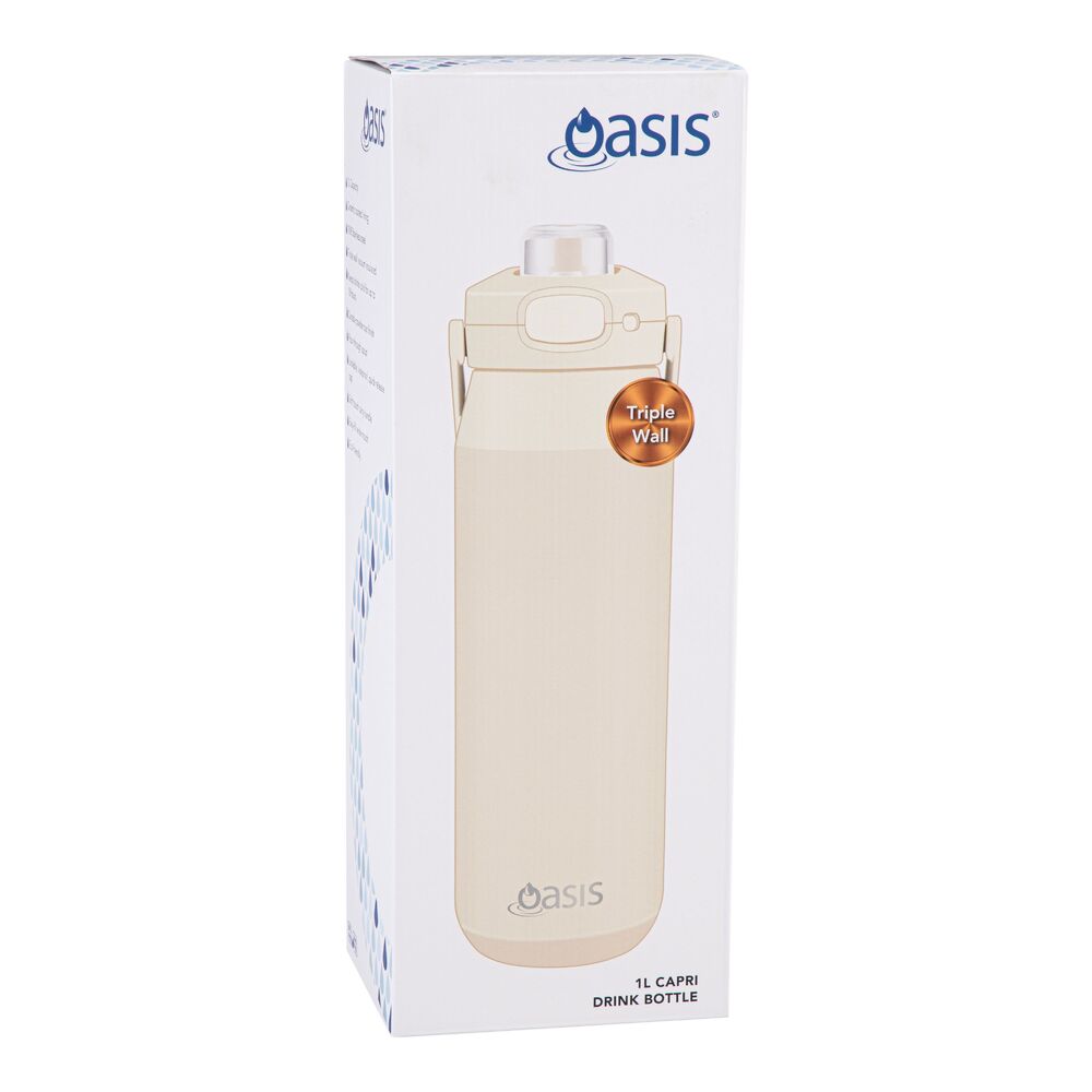 Oasis Capri Triple Wall Insulated Water Bottle - 1L Alabaster