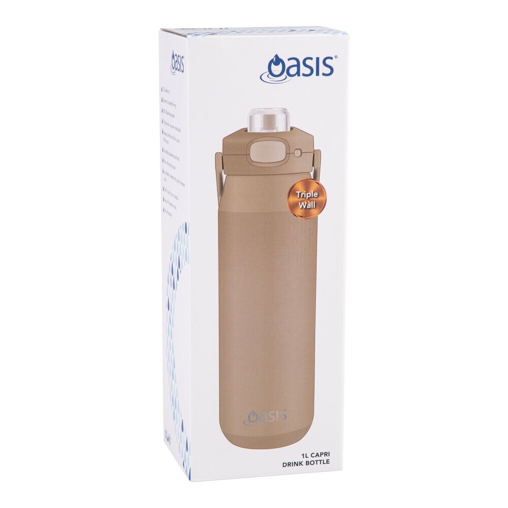 Oasis Capri Triple Wall Insulated Water Bottle - 1L Latte