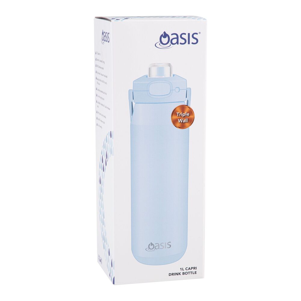 Oasis Capri Triple Wall Insulated Water Bottle - 1L Periwinkle