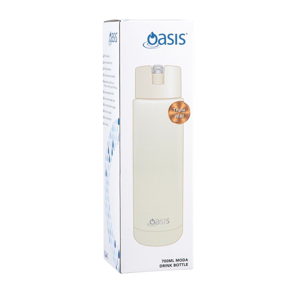 Oasis Moda Triple Wall Insulated Water Bottle - 700ml Alabaster