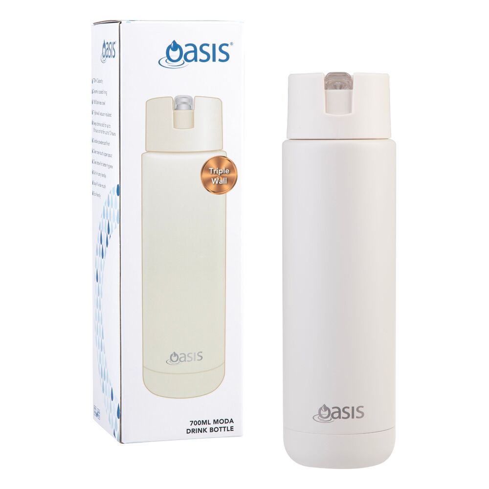 Oasis Moda Triple Wall Insulated Water Bottle - 700ml Alabaster
