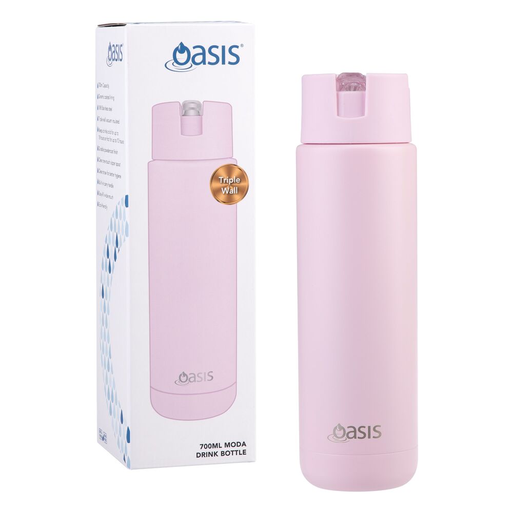 Oasis Moda Triple Wall Insulated Water Bottle - 700ml Pink Lemonade