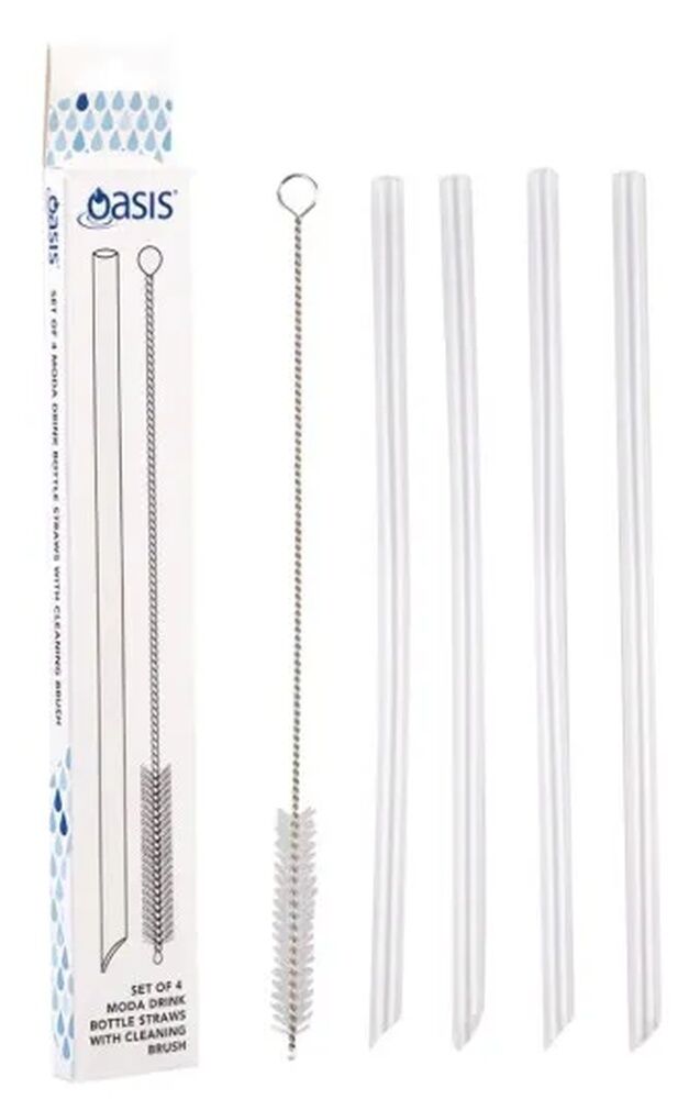 Oasis Moda Drink Bottle Straws with Cleaning Brush (Set of 4)