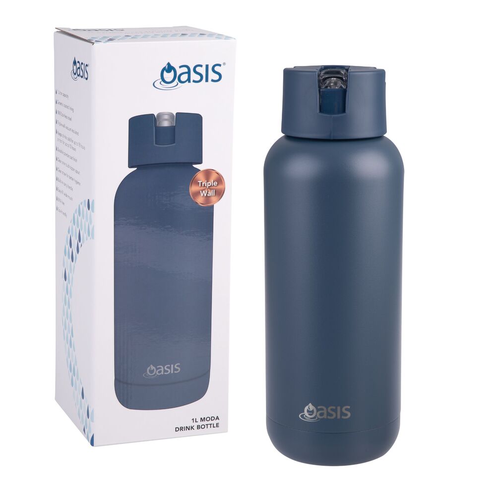 Oasis Moda Triple Wall Insulated Water Bottle - 1L Indigo