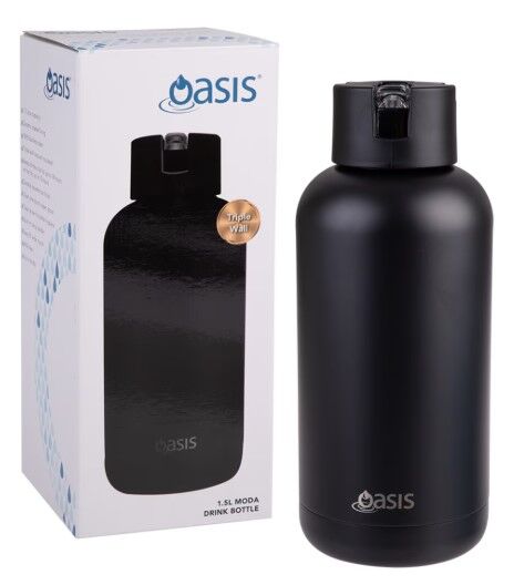 Oasis Moda Triple Wall Insulated Water Bottle - 1.5L Black
