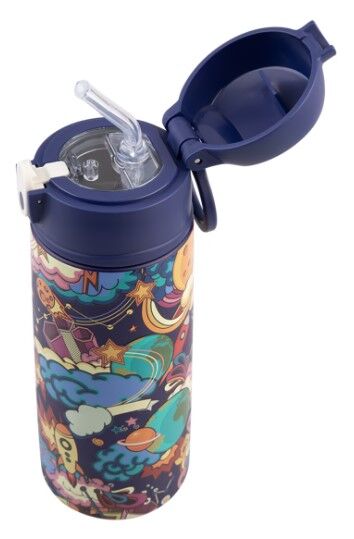 Oasis Double Wall Insulated Sipper Straw Kid's Drink Bottle - 550ml Alien Adventures