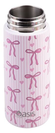 Oasis Double Wall Insulated Sipper Straw Kid's Drink Bottle - 550ml Bows & Hearts