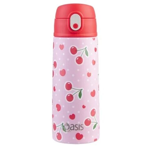 Oasis Double Wall Insulated Sipper Straw Kid's Drink Bottle - 550ml Cherry Crush