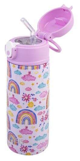 Oasis Double Wall Insulated Sipper Straw Kid's Drink Bottle - 550ml Rainbow Sky