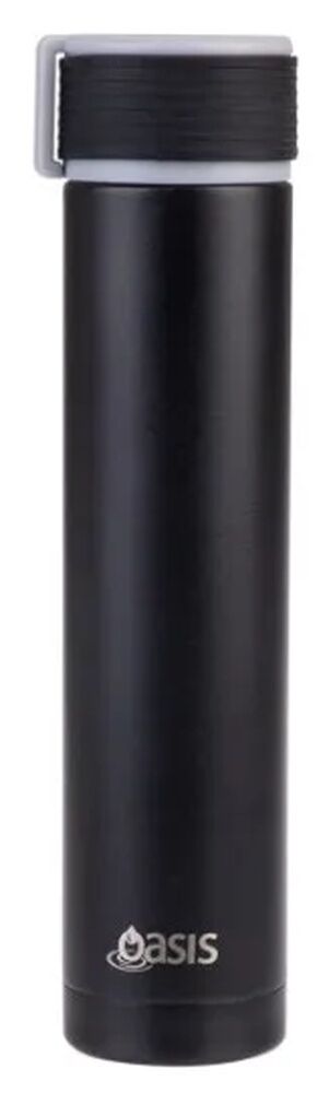 Oasis Double Wall Insulated Powdercoat Skinny Mini Drink Bottle - 250ml Black