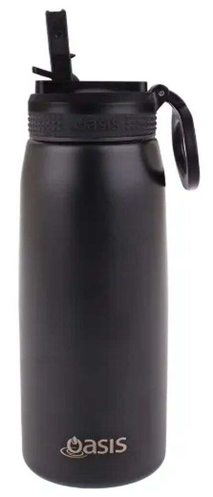 Oasis Sports Double Wall Insulated Water Bottle with Sipper - 780ml Black