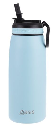 Oasis Sports Double Wall Insulated Water Bottle with Sipper - 780ml Island Blue