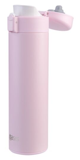Oasis Double Wall Insulated Flip-Top Flask - 480ml Pink Lemonade
