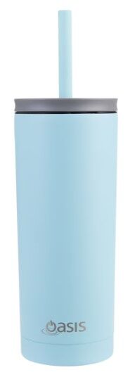 Oasis Super Sipper Double Wall Insulated Tumbler with Silicone Head Straw - 600ml Island Blue