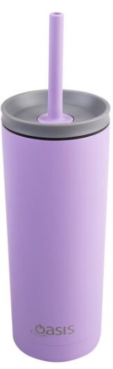 Oasis Super Sipper Double Wall Insulated Tumbler with Silicone Head Straw - 600ml Lavender