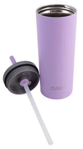 Oasis Super Sipper Double Wall Insulated Tumbler with Silicone Head Straw - 600ml Lavender
